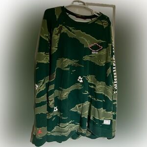 Jordan City of Flight Camo Green and Black Fleece Crew Pullover Mens 4XL